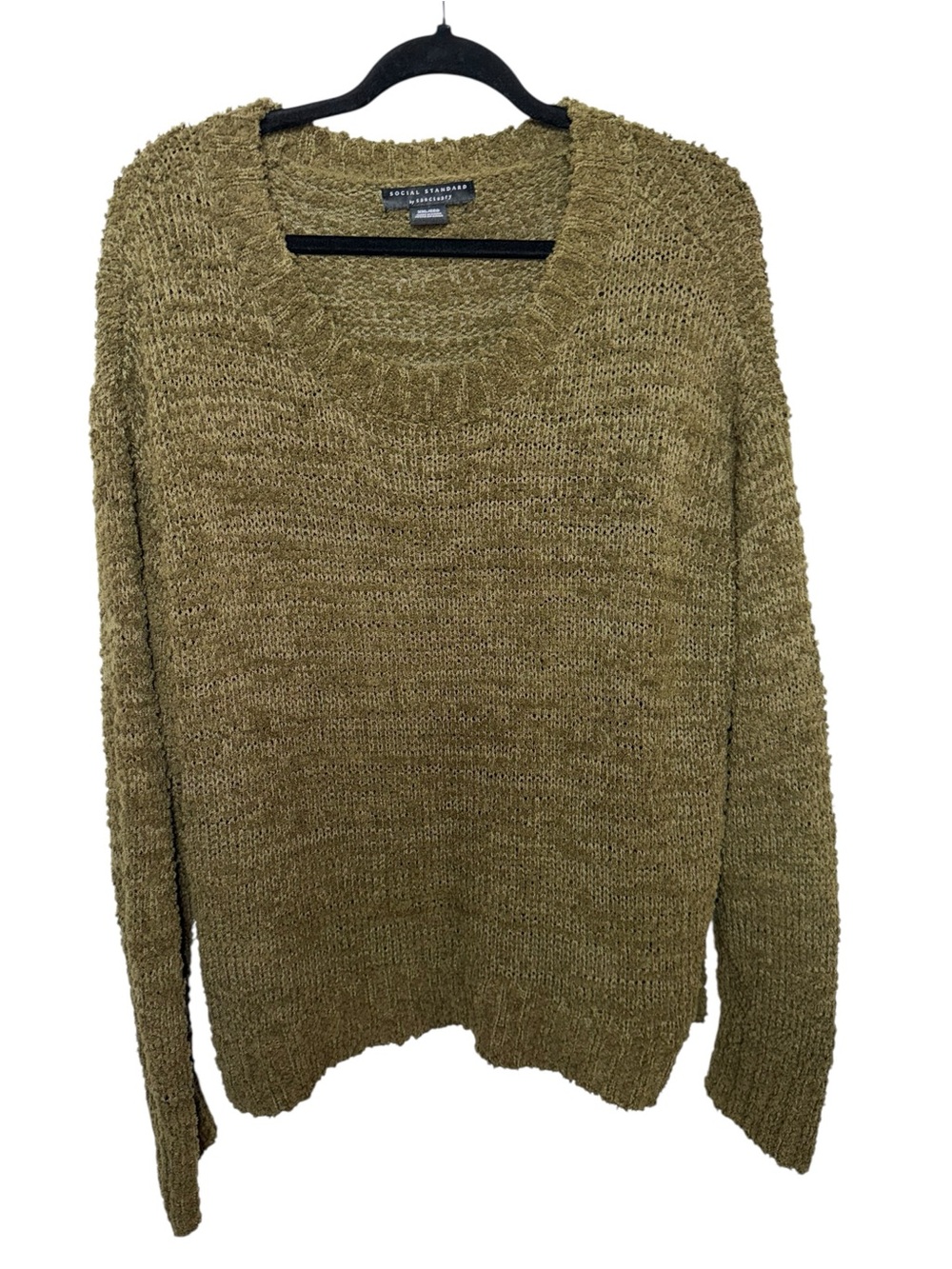 Casual Olive Scoop Neck Sweater